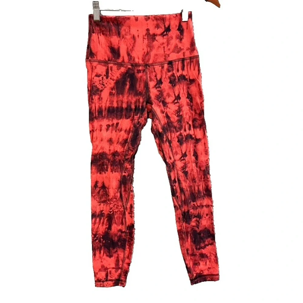 Lululemon Align High Rise Legging Game‎ Day Red Black Multi Womens 4 Gym Workout